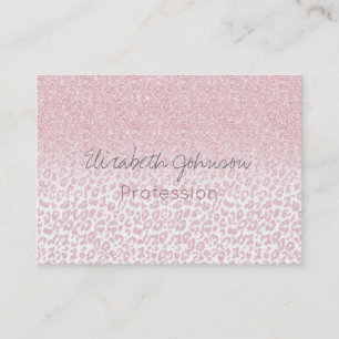 Trendy roze glitter & luipaard print ombre design visitekaartje