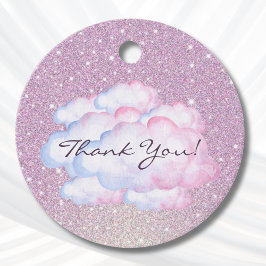 Trendy Roze Glitterwolk Bruidsdouche Bedankjes Labels