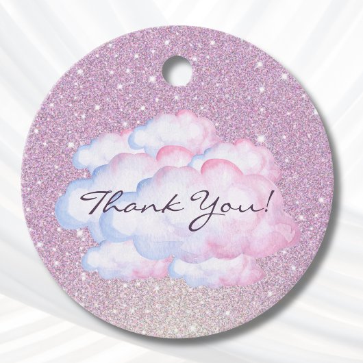 Trendy Roze Glitterwolk Bruidsdouche Bedankjes Labels