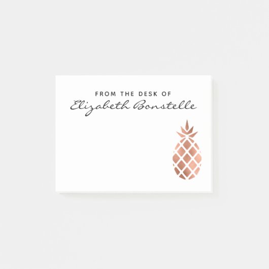 Trendy Roze Goud Ananas Persoonlijk Post-it® Notes (Voorkant)