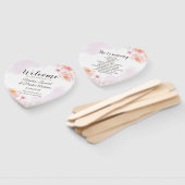 Trendy Roze & Goud Bloemen Huwelijksprogramma Hand Handwaaier (Niet-gemonteerd)