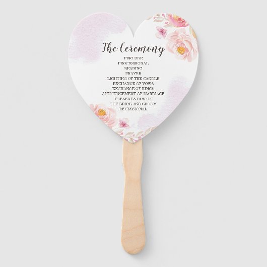 Trendy Roze & Goud Bloemen Huwelijksprogramma Hand Handwaaier (Achterkant)