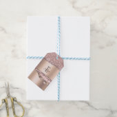 Trendy Roze Goud Diamanten Glitter Monogram Cadeaulabel (Met Touw)