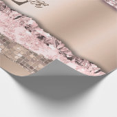Trendy Roze Goud Diamanten Glitter Monogram Cadeaupapier (Hoek)