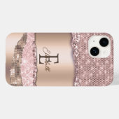 Trendy Roze Goud Diamanten Glitter Monogram Case-Mate iPhone Case (Achterkant (horizontaal))