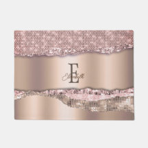 Trendy Roze Goud Diamanten Glitter Monogram