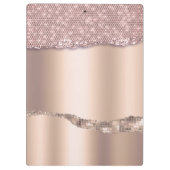 Trendy Roze Goud Diamanten Glitter Monogram Klembord (Achterkant)