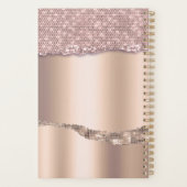 Trendy Roze Goud Diamanten Glitter Monogram Planner (Achterkant)