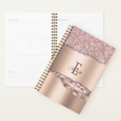 Trendy Roze Goud Diamanten Glitter Monogram Planner (Display)