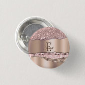 Trendy Roze Goud Diamanten Glitter Monogram Ronde Button 3,2 Cm (Voorkant /achterkant)