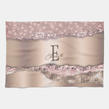Trendy Roze Goud Diamanten Glitter Monogram