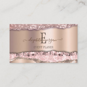 Trendy Roze Goud Diamanten Glitter Monogram Visitekaartje