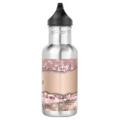 Trendy Roze Goud Diamanten Glitter Monogram Waterfles (Rechts)