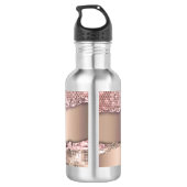 Trendy Roze Goud Diamanten Glitter Monogram Waterfles (Achterkant)