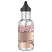 Trendy Roze Goud Diamanten Glitter Monogram Waterfles (Links)