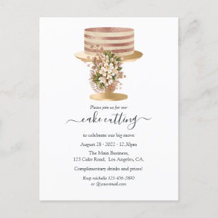 Trendy Roze Goud en Goud Bloem Cake Cutting Uitnodiging Briefkaart