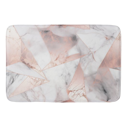 Trendy Roze Goud Geometrische Marmer Badmat (Voorkant)