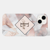 Trendy Roze Goud Geometrische Marmer Case-Mate iPhone Case (Achterkant (horizontaal))