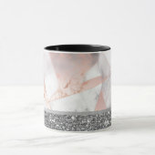 Trendy Roze Goud Geometrische Marmer Mok (Midden)