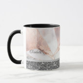 Trendy Roze Goud Geometrische Marmer Mok (Links)