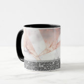 Trendy Roze Goud Geometrische Marmer Mok (Voorkant links)