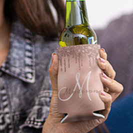 Trendy Roze Goud Glitter Druppels Persoonsnaam Blikjeskoeler