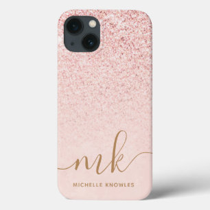 Trendy Roze Goud Glitter Fantasie Beginletters en Case-Mate iPhone Case