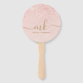 Trendy Roze Goud Glitter Fantasie Beginletters en Handwaaier (Achterkant)
