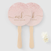 Trendy Roze Goud Glitter Fantasie Beginletters en Handwaaier (Voorkant en achterkant)