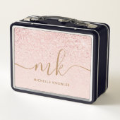 Trendy Roze Goud Glitter Fantasie Initialen en Naa (Achterkant)