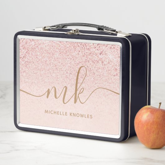 Trendy Roze Goud Glitter Fantasie Initialen en Naa (In situ)