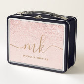 Trendy Roze Goud Glitter Fantasie Initialen en Naa (Voorkant)