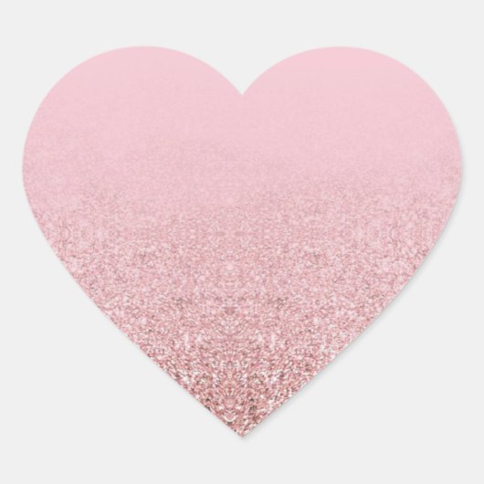 Trendy Roze Goud Glitter Lege Elegante Sjabloon Hart Sticker (Voorkant)
