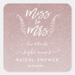 Trendy Roze Goud Miss To Mrs Bruidsfeest Vierkante Sticker