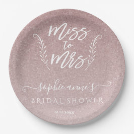 Trendy Roze Goud Miss To Mrs Bruidsmeisje Feest Papieren Bordje
