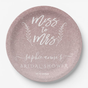 Trendy Roze Goud Miss To Mrs Bruidsmeisje Feest Papieren Bordje