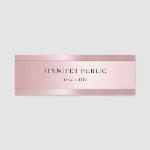 Trendy Roze Goud Moderne Elegante Sjabloon Rechtho Naamplaatje