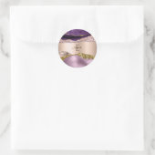 Trendy Roze Goud Paarse Glitters Monogram iPhone Ronde Sticker (Tas)