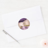 Trendy Roze Goud Paarse Glitters Monogram iPhone Ronde Sticker (Envelop)