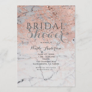 Trendy Roze Goud Roze Marmer Moderne Glam Feest Kaart