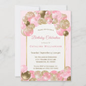 Trendy roze gouden ballonnen Verjaardag Kaart (Voorkant)