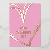 Trendy roze gouden folie Valentijnsdag fotokaart Folie Uitnodiging (Voorkant)