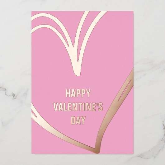 Trendy roze gouden folie Valentijnsdag fotokaart Folie Uitnodiging (Voorkant)