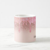 Trendy Roze Gouden Glitter Drips Koffiemok (Center)