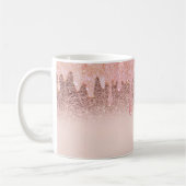 Trendy Roze Gouden Glitter Drips Koffiemok (Links)