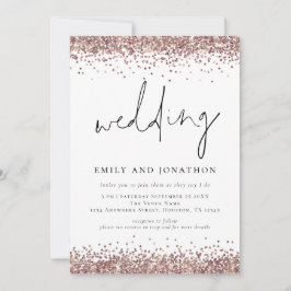 Trendy Roze Gouden Glitter QR Code Bruiloft Kaart