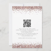 Trendy Roze Gouden Glitter QR Code Trouwfeest Kaart (Achterkant)
