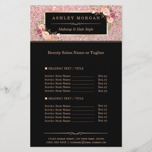 Trendy Roze Gouden Glitter Sparkelende Meisjesacht Flyer (Voorkant)