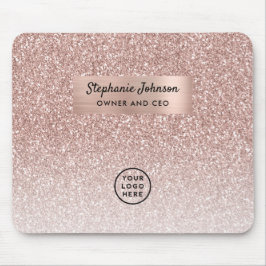 Trendy Roze Gouden Glitter Zakenvrouw CEO Logo Muismat