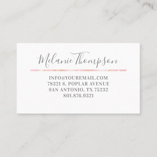 Trendy roze gouden marmeren make-up kapsalon visitekaartje (Achterkant)